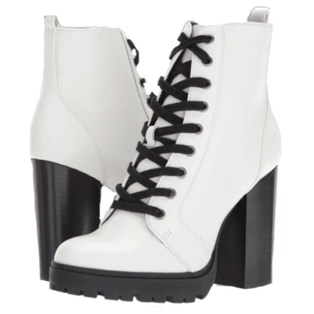 Steve Madden heeled platform combat boots, Size 8